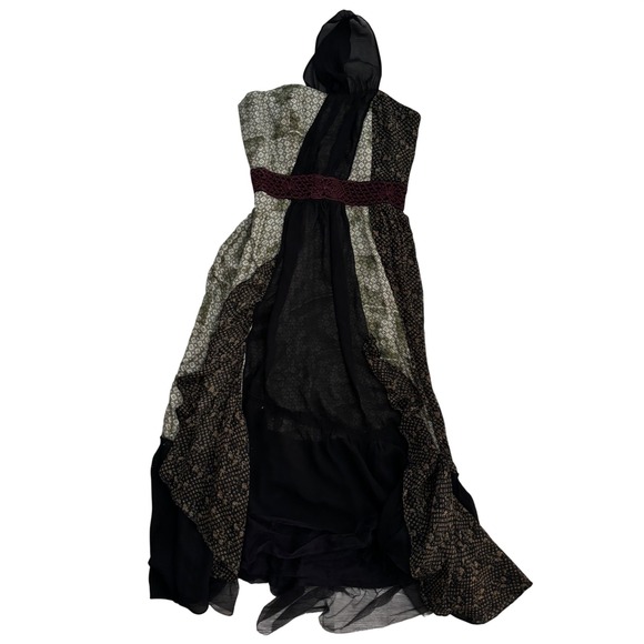 Free People One Shoulder Mixed Print Maxi Dress Belted Boho Small whimsygoth - Picture 2 of 6